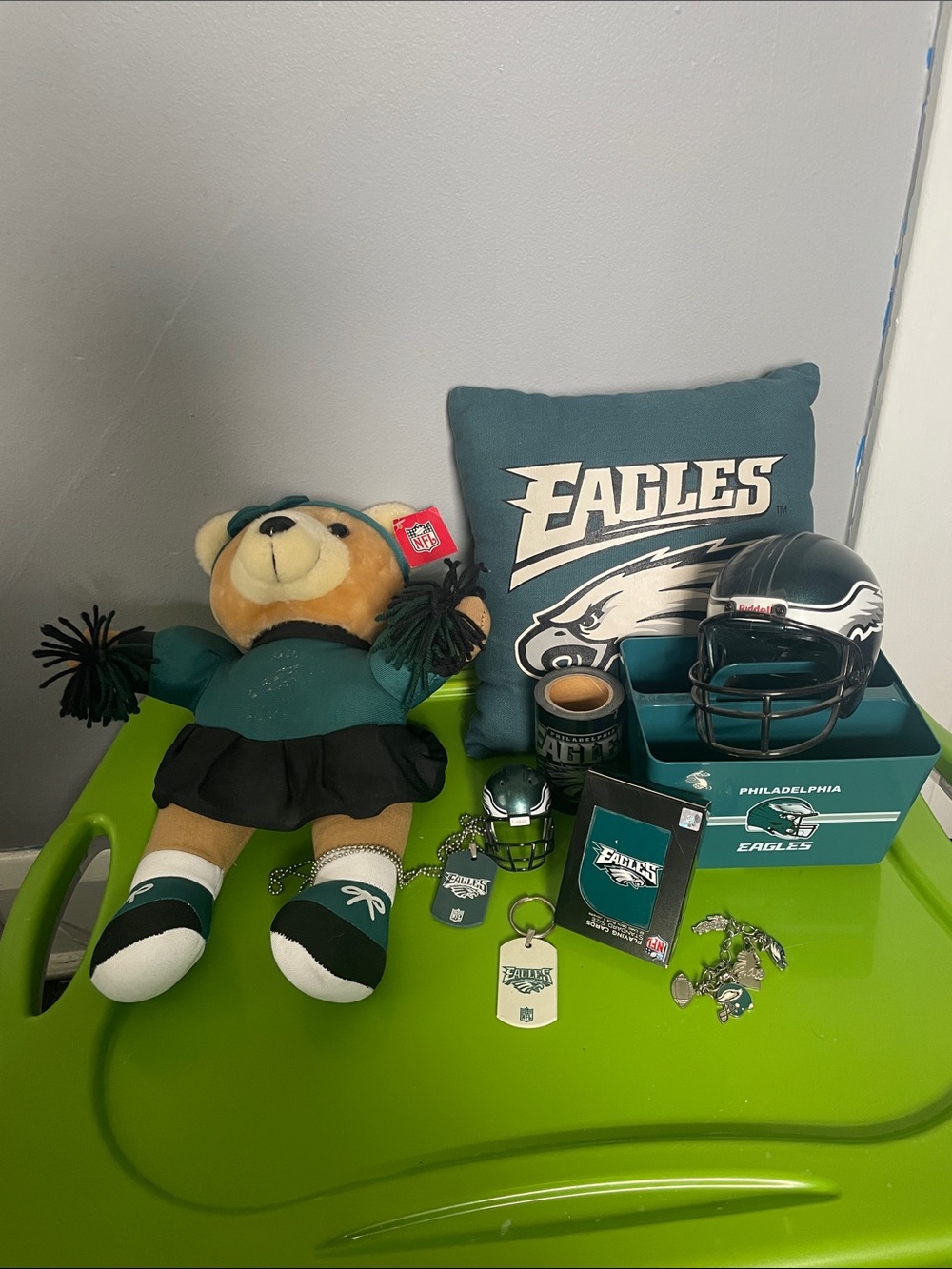 Philadelphia Eagles NFL accessories pillow stuffed bear cheerleader lot football